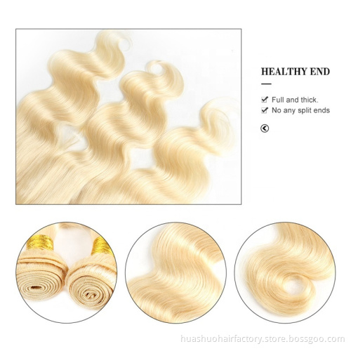 huashuo 50% OFF Top Grade Virgin Brazilian Hair 613# Lace Frontal Blonde Color  Body Wave  Straight 13*4 Human Hair Frontals